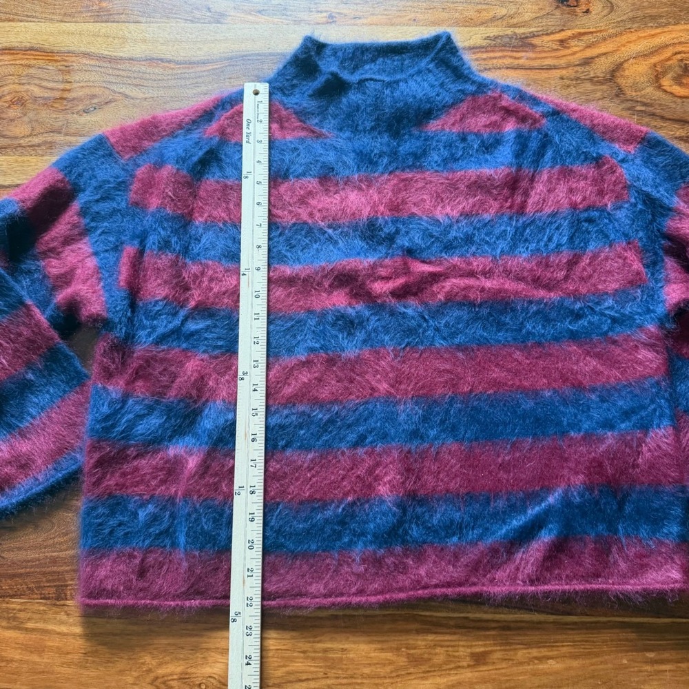 J.Crew Brushed Cashmere Rollneck Sweater Navy Burgundy Stripe CO329 Women M NWOT - Picture 8 of 14